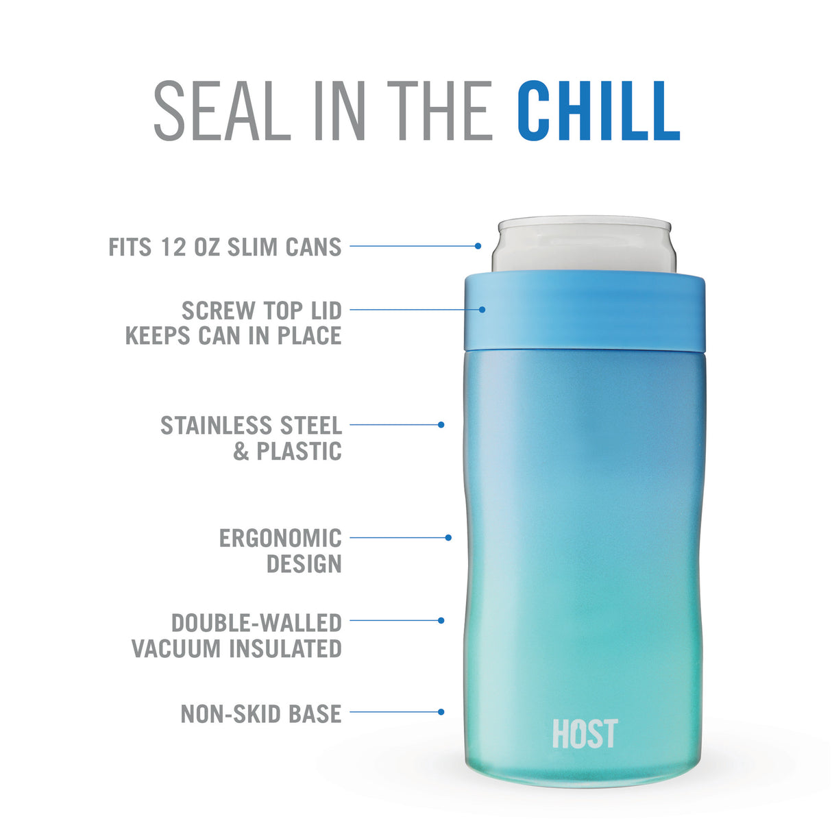 Stay-chill slim can cooler in lagoon by host®