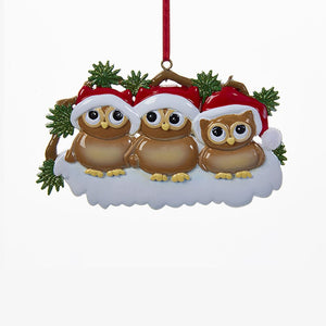 Owl Family of 3 Ornament For Personalization