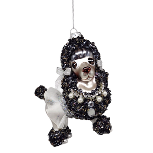 Vintage Glass Poodle Ornament -