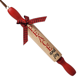 Wood Rolling Pin Ornament - Peace and Joy