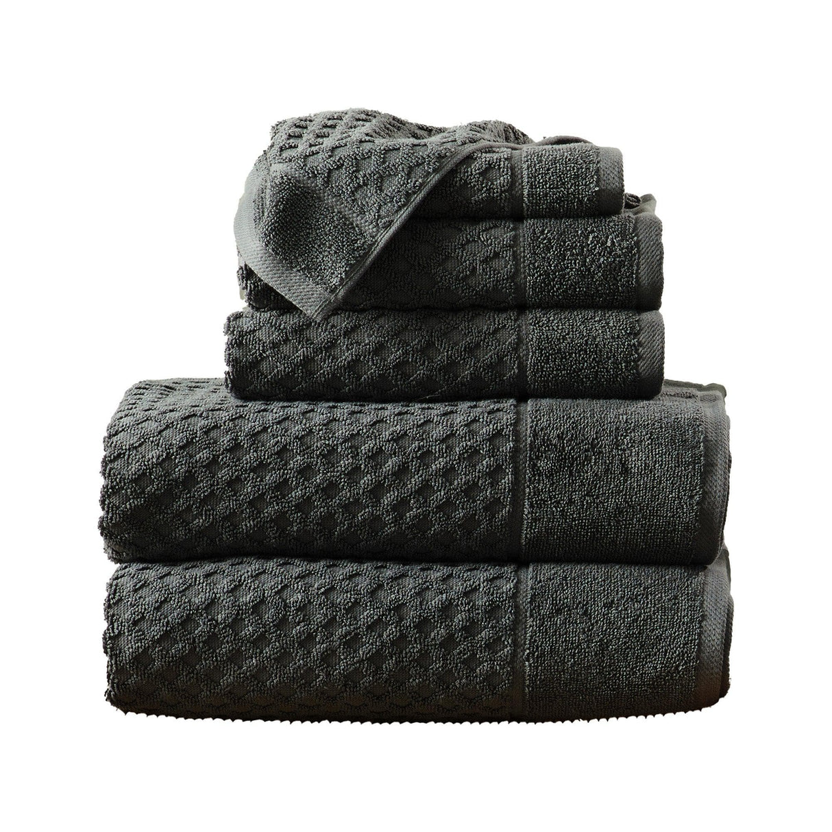 Cotton diamond waffle weave bath towel set - grayson collection