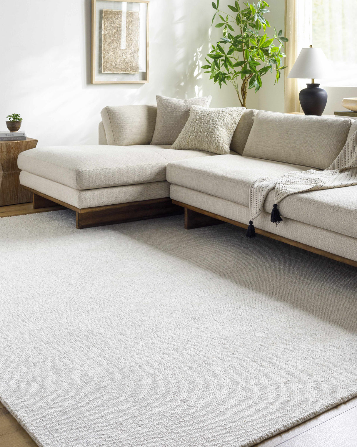 Zareh Off White Solid Area Rug - Clearance