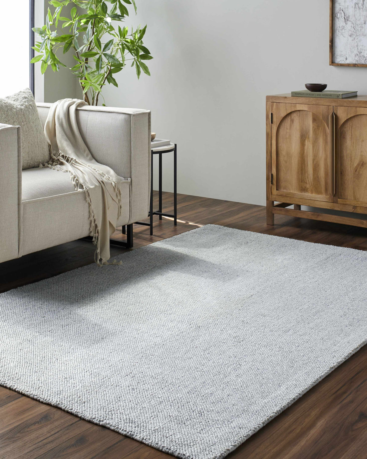 Zareh Gray Blue Solid Area Rug - Clearance