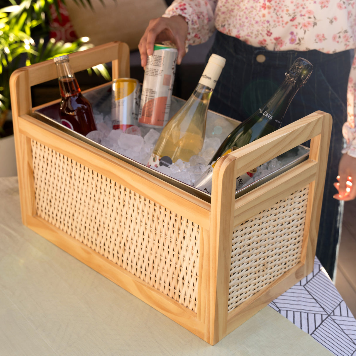 Rattan & wood beverage tub by twine living™