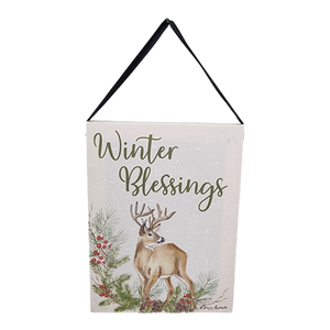Fiber Optic Lighted Canvas Art - Winter Blessing Deer