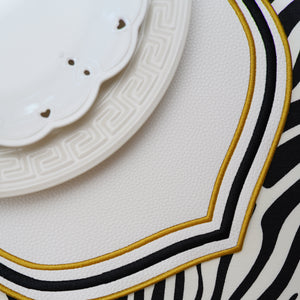 Zeal White Black Gold Square Faux Leather Placemat