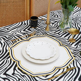 Zeal White Black Gold Square Faux Leather Placemat