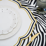 Zeal White Black Gold Square Faux Leather Placemat