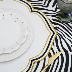 Zeal White Black Gold Square Faux Leather Placemat