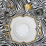 Zeal White Black Gold Square Faux Leather Placemat