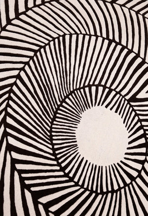 Zebra Orbit Black Hand Tufted 6x6 Wool Area Rug