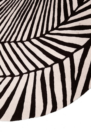 Zebra Orbit Black Hand Tufted 6x6 Wool Area Rug