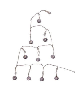 10-Light Silver Bell With Warm White LED Light Set