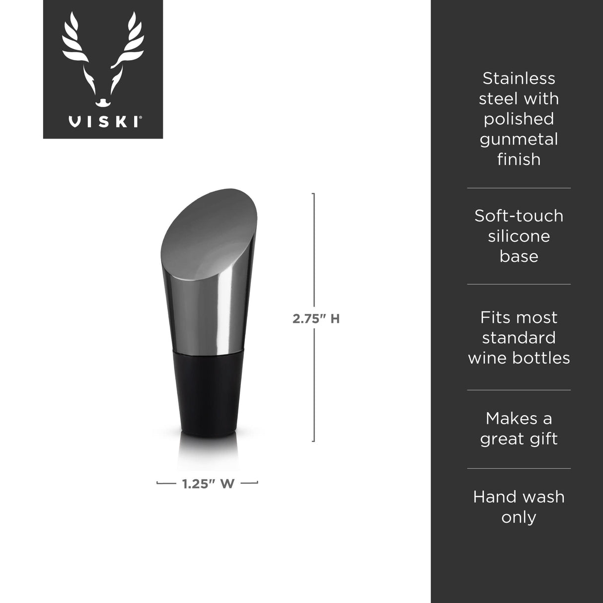 Gunmetal heavyweight bottle stopper by viski®