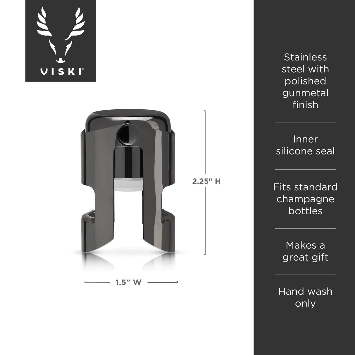 Gunmetal champagne stopper by viski®