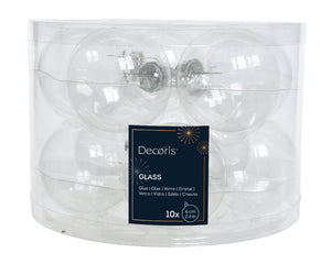 Glass 2.4" Ornaments - 10 piece Set - Clear
