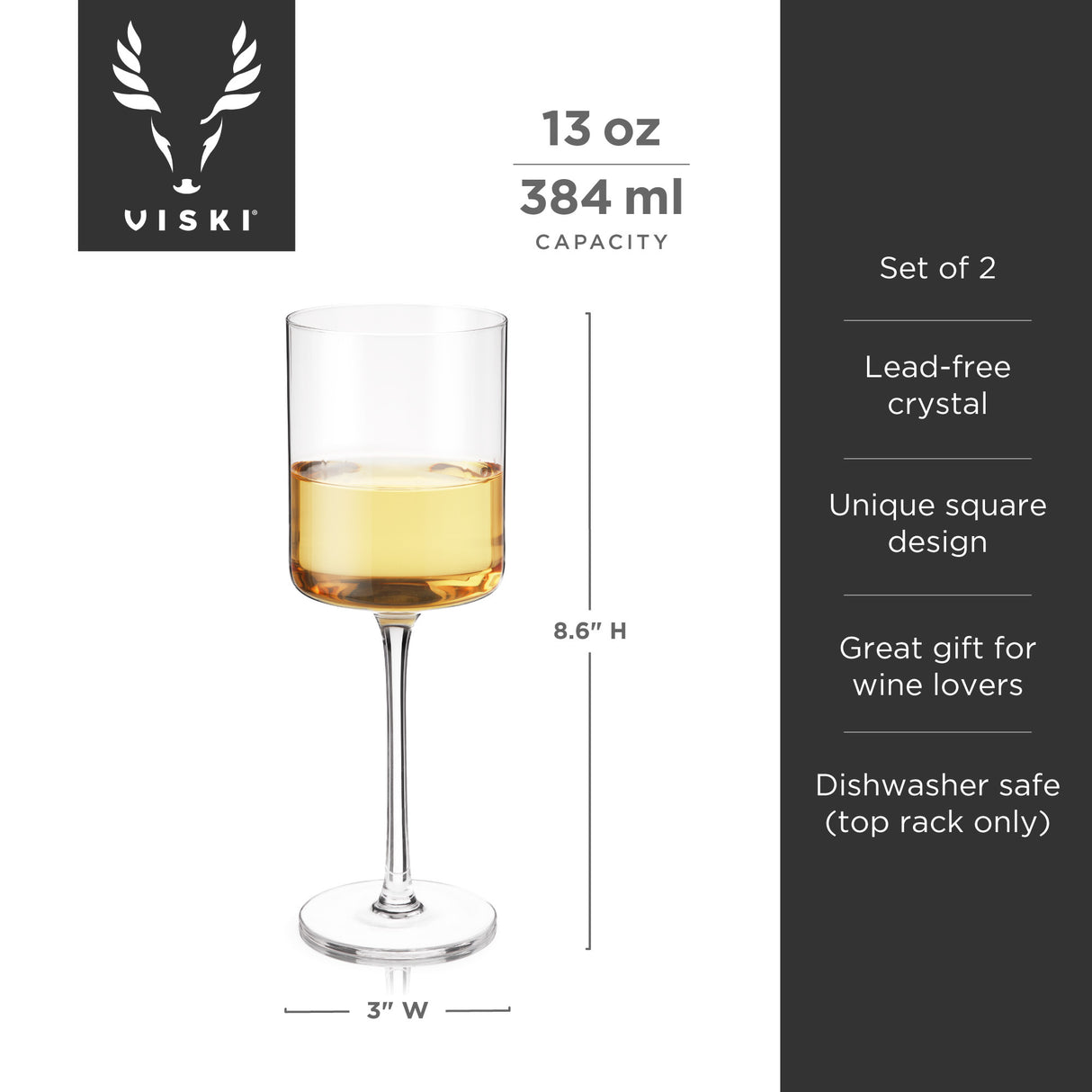 Laurel crystal white wine glasses viski®