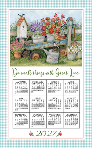 2027 Linen Calendar Towel - Blue Wagon