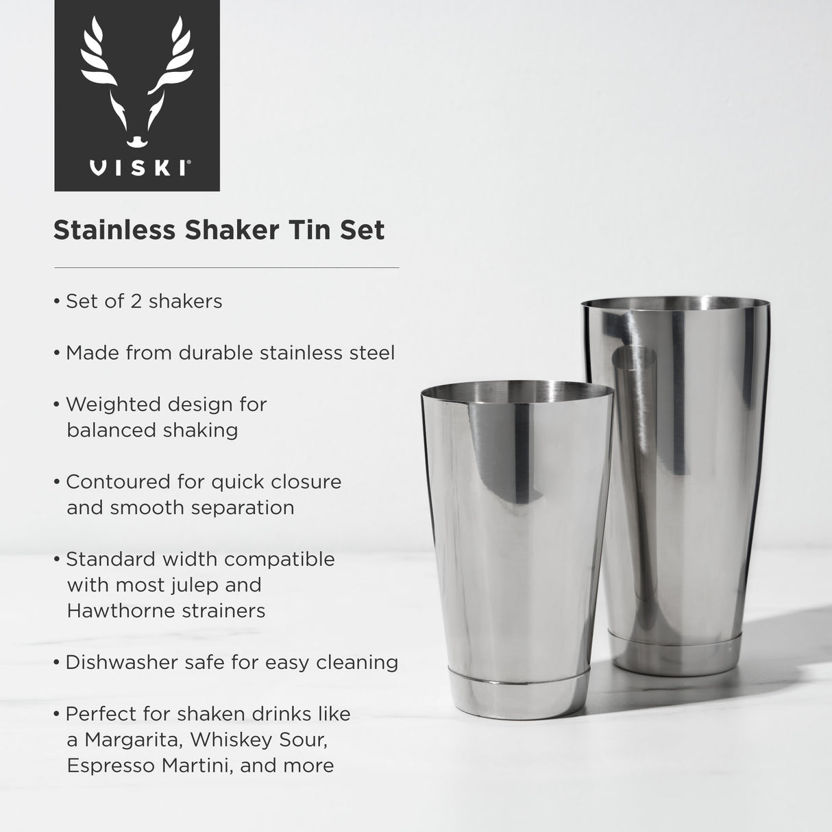 2-piece harrison shaker tin set in stainless steel viski®