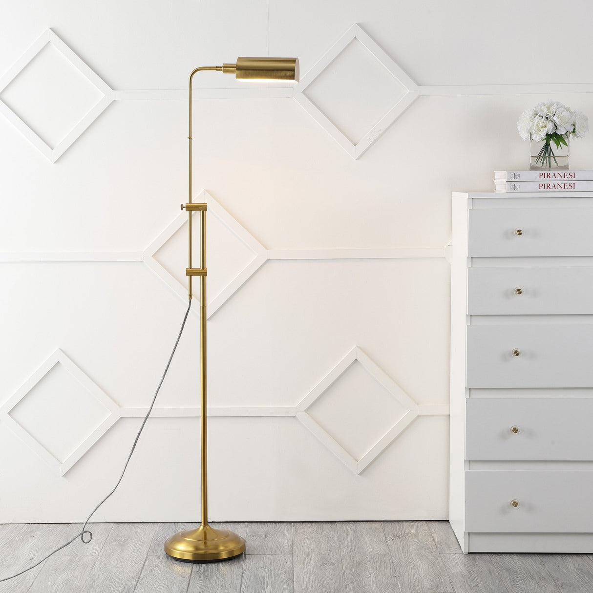 Zinnia industrial minimalist height - adjustable iron pharmacy led floor lamp - Tuesday Morning - Floor Lamps