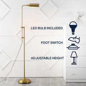 Zinnia industrial minimalist height - adjustable iron pharmacy led floor lamp - Tuesday Morning - Floor Lamps