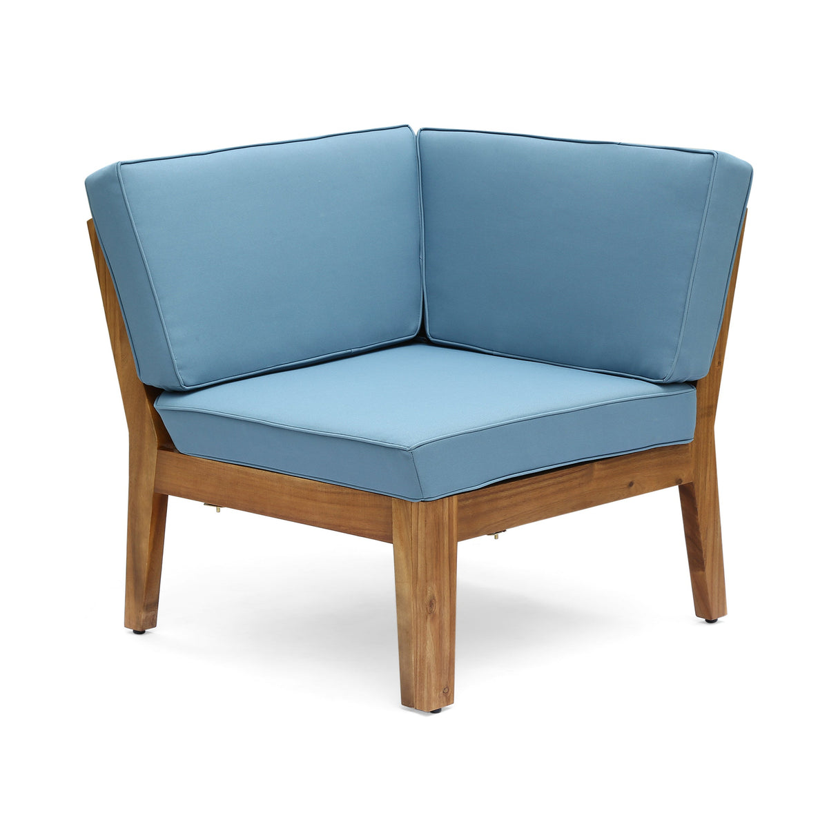 Grenada 8 Seater Acacia Wood Sectional Sofa Set, Teak + Blue