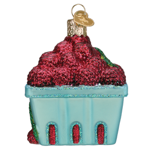 Carton Of Raspberries Glass Ornament