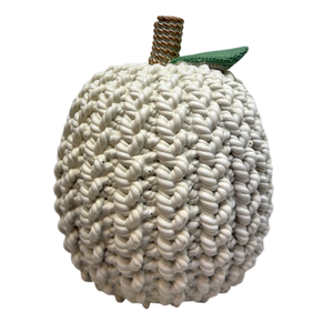 Cable Knit Look Harvest Pumpkins - Cream