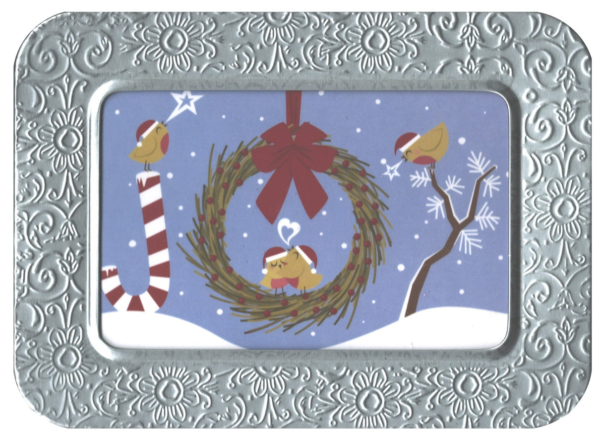 Embossed Notecards In Tin - Christmas Baubles