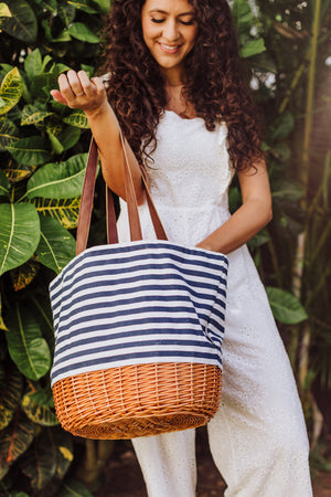 Coronado Canvas and Willow Basket Tote