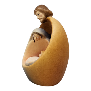 Modern Style Holy Family Carved Nativity - Color - 4.5 Inch - with Faces