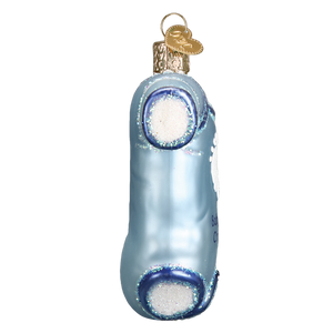 Babys First Christmas Blue Onesie Glass Ornament