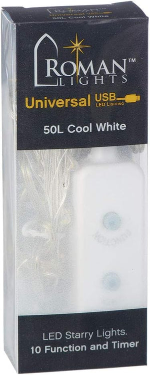 USB 50 LED (16 foot) Multifunction Starry Lights - Cool White