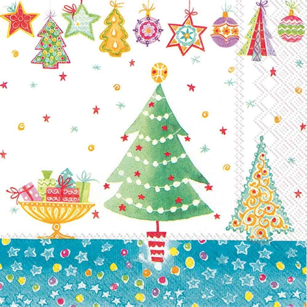 Cheery Christmas Blue Cocktail Napkin
