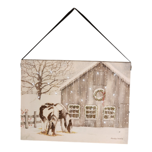Fiber Optic Lighted Canvas Art - Grazing at the Barn