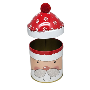 Gift Tin with Pom Pom Hat - Santa