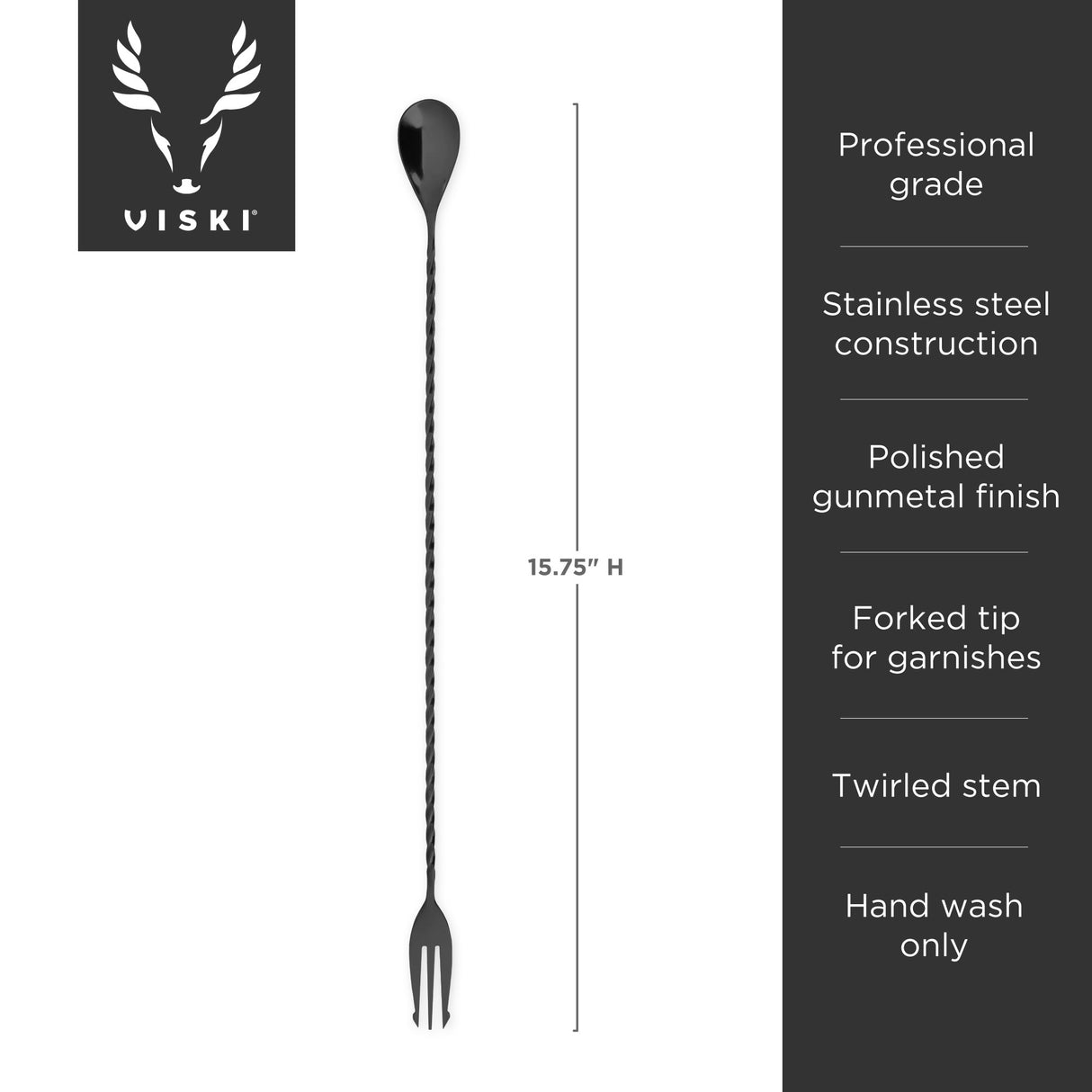 Gunmetal trident barspoon by viski®