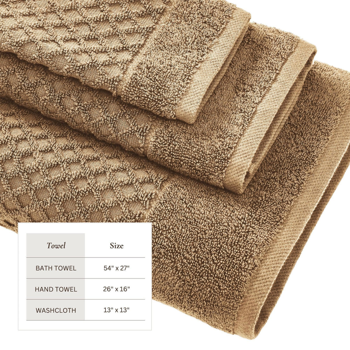 Cotton diamond waffle weave bath towel set - grayson collection