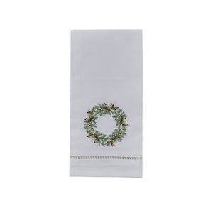 Winter Wreath Embroidered  Dish Towel