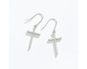 Silver Cross Dangle Earrings