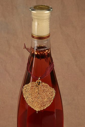 Gold Cottonwood Leaf with Sheer Ribbon Ornament