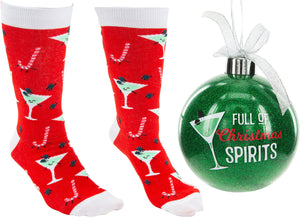 4" Ornament with Holiday Socks - Full of Christmas Spirits