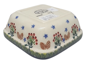 Ceramic Square Dish - Gingerbread House Delight Pattern