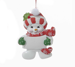 Snow Kid Ornament - Girl - Striped Hat