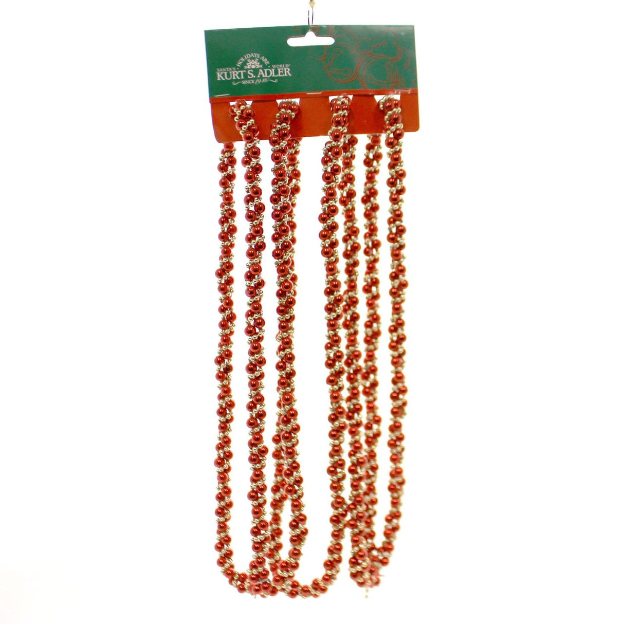 9-Foot Red and Gold Bead Twisted Garland