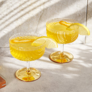 Deco Gold-Banded Art Deco Coupes – Set of 2
