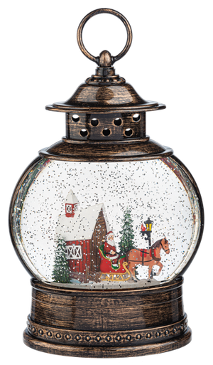Swirling Lighted Glitterdome - Santa Winter Scene