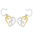 10K Two-Tone Gold Round Diamond Heart Dangle Earrings (1/4 Cttw, I-J Color, I2-I3 Clarity) - Tuesday Morning-Earrings