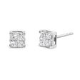 10K White Gold 1.00 Cttw Invisible Set Princess-Cut Diamond Composite Square Shape Stud Earrings (G-H Color, I2-I3 Clarity) - Tuesday Morning-Stud Earrings