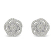 10K White Gold Rose-Cut Diamond Floral Cluster Earrings (1 Cttw, I-J Color, I2-I3 Clarity) - Tuesday Morning-Cluster Earrings